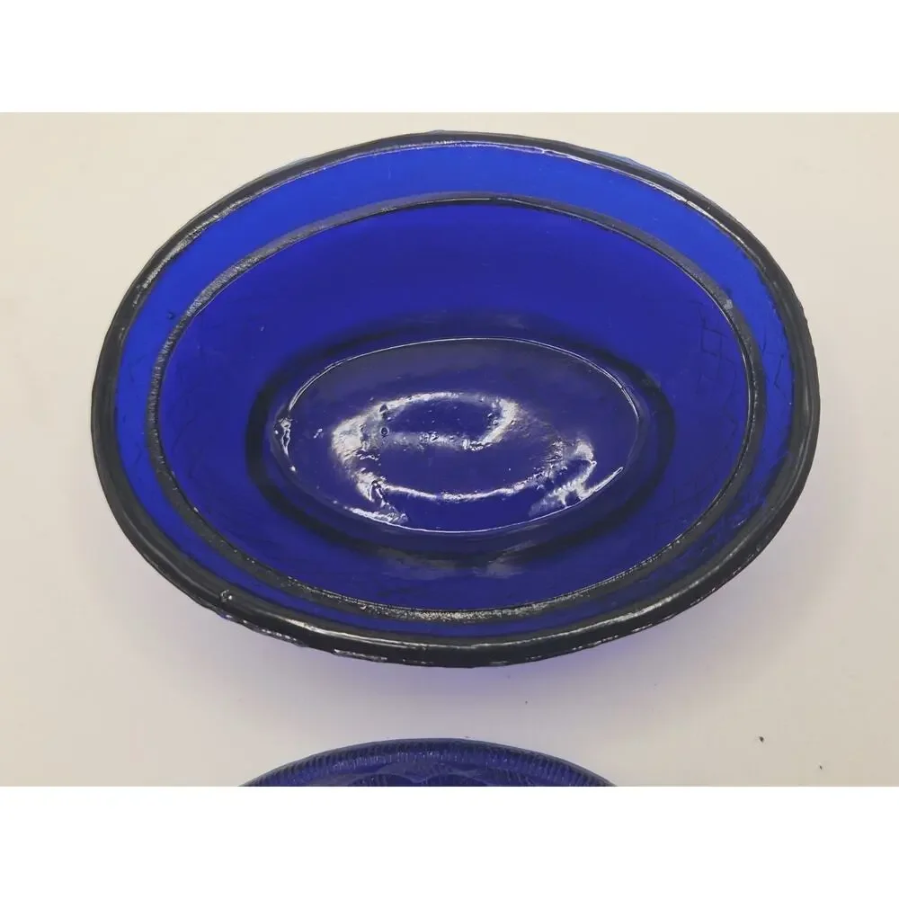 VINTAGE HEN ON A NEST SALT CELLAR COBALT BLUE INDIANA GLASS Chicken Container